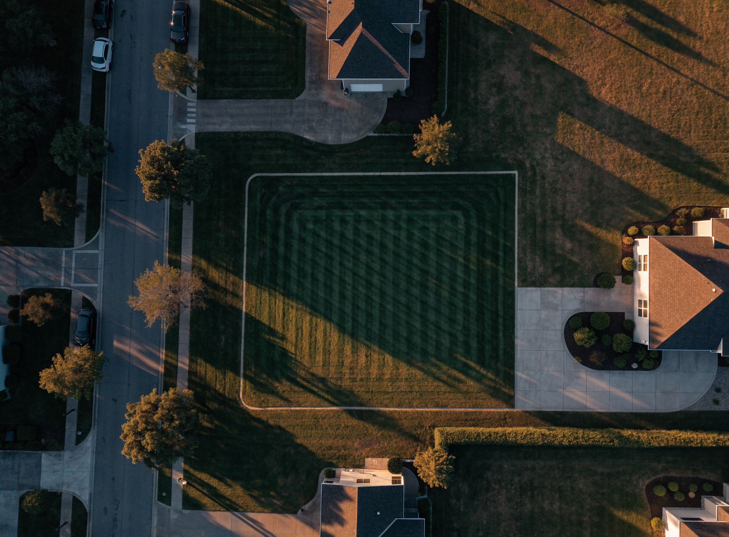 Pristine, manicured lawn on luxury property
